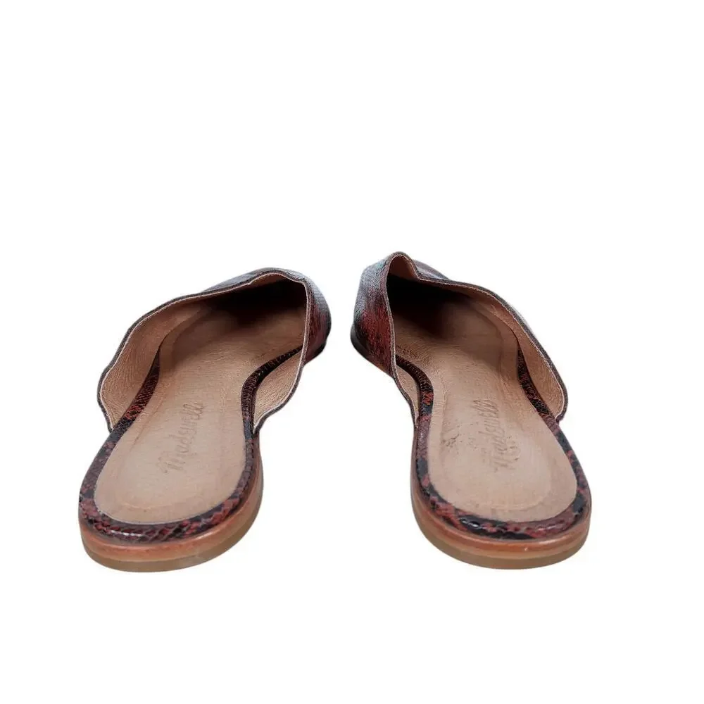 Madewell The Emilia Mule 8 Red Black Snake Embossed Leather Pointed Toe Flats
